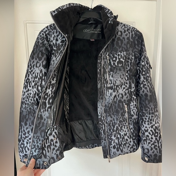 Obermeyer Leopard Print Puffer Jacket – Women’s Size 8 Ski Snowboard Winter Coat - Picture 9 of 16